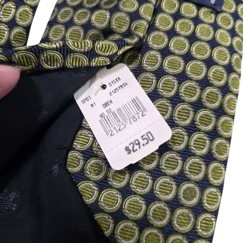 Brooks‎ Brothers Silk Geometric Pattern Necktie Navy Green Men's Tie New